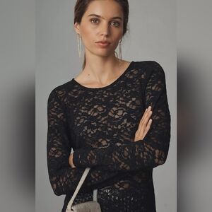 Long-Sleeve Lace Crew-Neck Top By Anthropologie